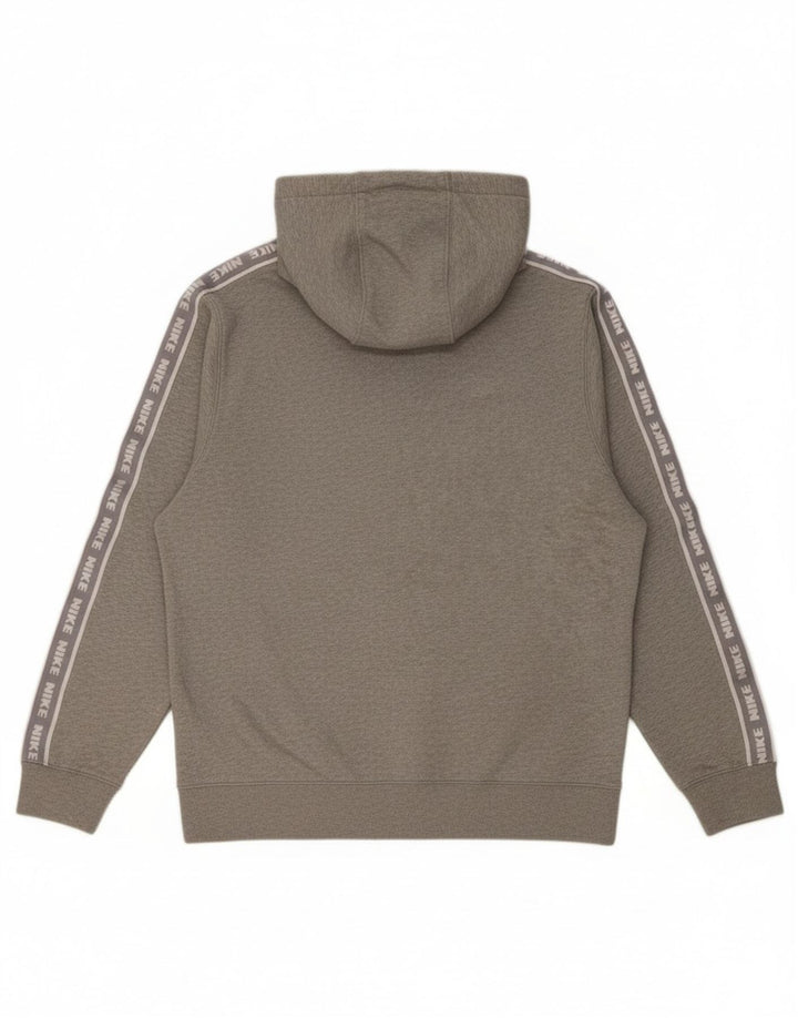 Nike Mens Graphic Hoodie Jumper Medium Grey Flecked Cotton