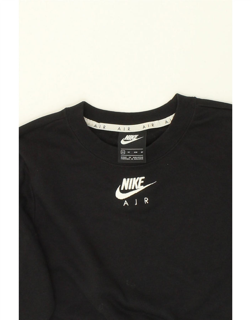 NIKE Womens Graphic Crop Sweatshirt Jumper UK 6 XS Black Cotton | Vintage Nike | Thrift | Second-Hand Nike | Used Clothing | Messina Hembry 