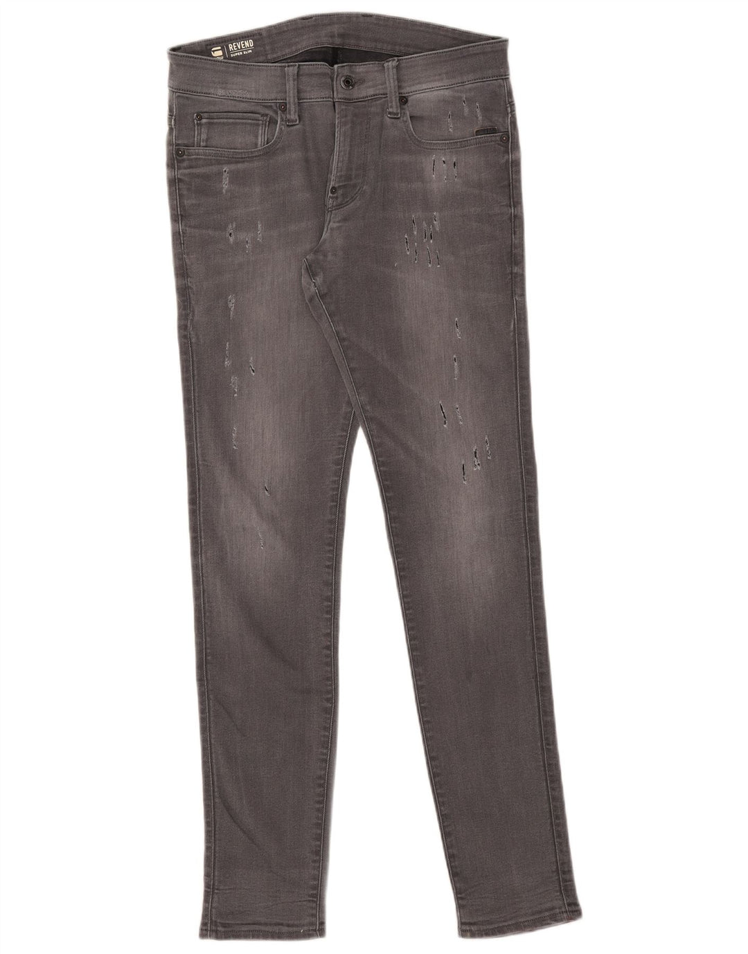 G-STAR Mens Revend Distressed Super Slim Jeans W32 L34 Grey Cotton