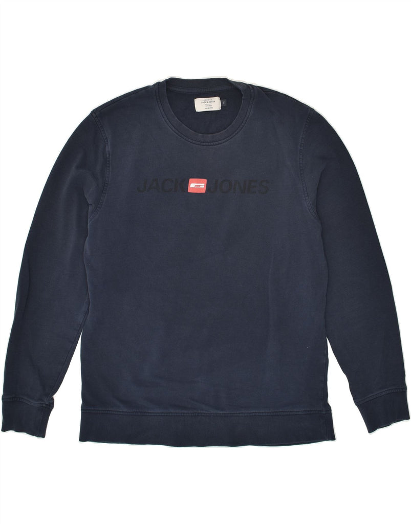 JACK & JONES Mens Graphic Sweatshirt Jumper XL Navy Blue Cotton | Vintage Jack & Jones | Thrift | Second-Hand Jack & Jones | Used Clothing | Messina Hembry 