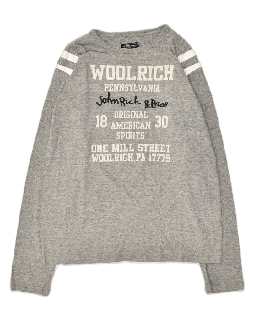 WOOLRICH Boys Graphic Top Long Sleeve 13-14 Years Grey | Vintage Woolrich | Thrift | Second-Hand Woolrich | Used Clothing | Messina Hembry 