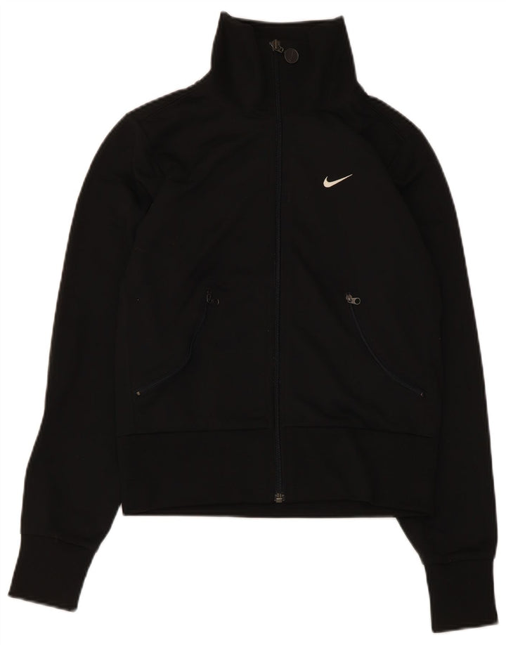 Nike Womens Crop Tracksuit Top Jacket UK 4/6 XS Black Polyester