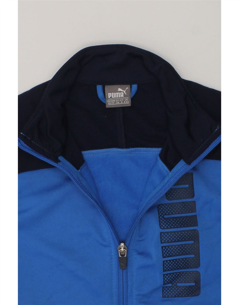 PUMA Boys Graphic Tracksuit Top Jacket 5-6 Years Blue Colourblock | Vintage Puma | Thrift | Second-Hand Puma | Used Clothing | Messina Hembry 