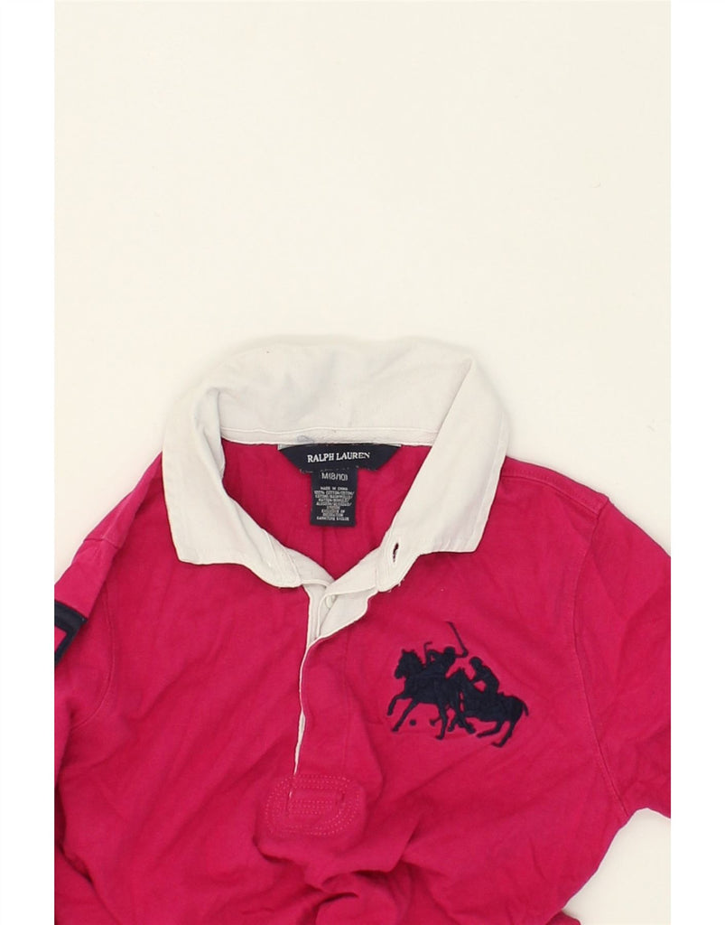 RALPH LAUREN Boys Long Sleeve Polo Shirt 8-9 Years Medium Pink Cotton | Vintage Ralph Lauren | Thrift | Second-Hand Ralph Lauren | Used Clothing | Messina Hembry 