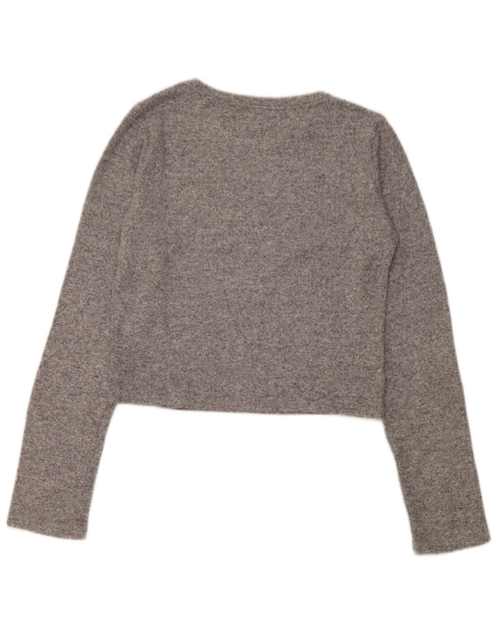 Zara Womens Crop Top Long Sleeve UK 14 Large Grey