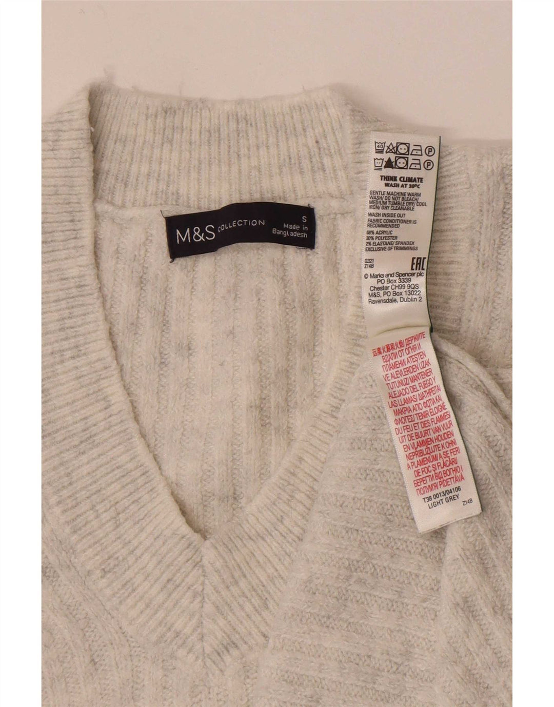 Marks & Spencer Womens Oversized Vest Tank Top UK 10 Small Grey Acrylic