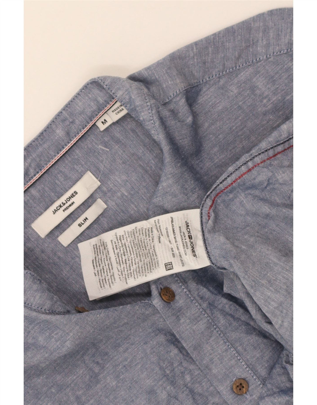 Jack & Jones Mens Slim Fit Pullover Shirt Medium Blue Flecked Cotton