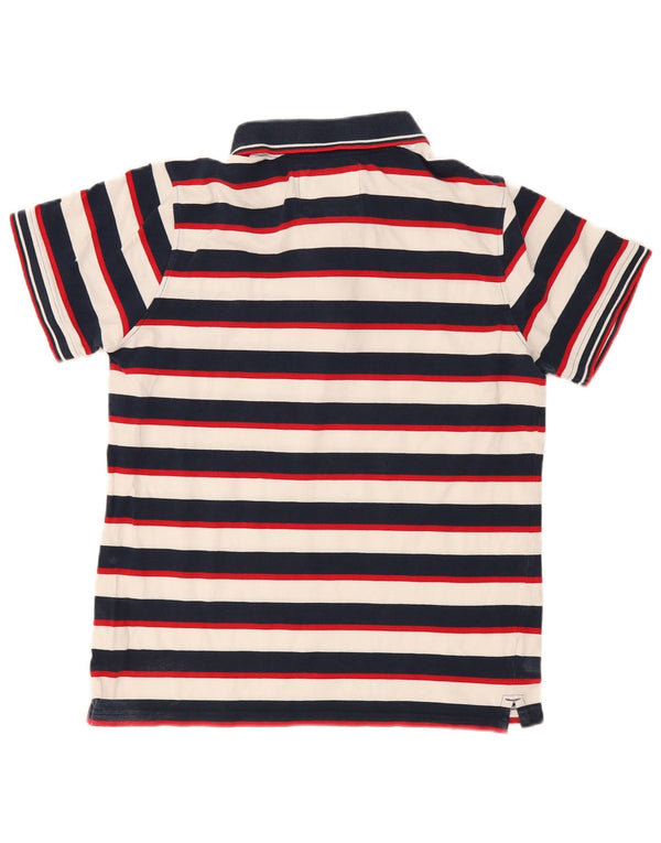 Crew Clothing Mens Polo Shirt Large Navy Blue Striped Cotton