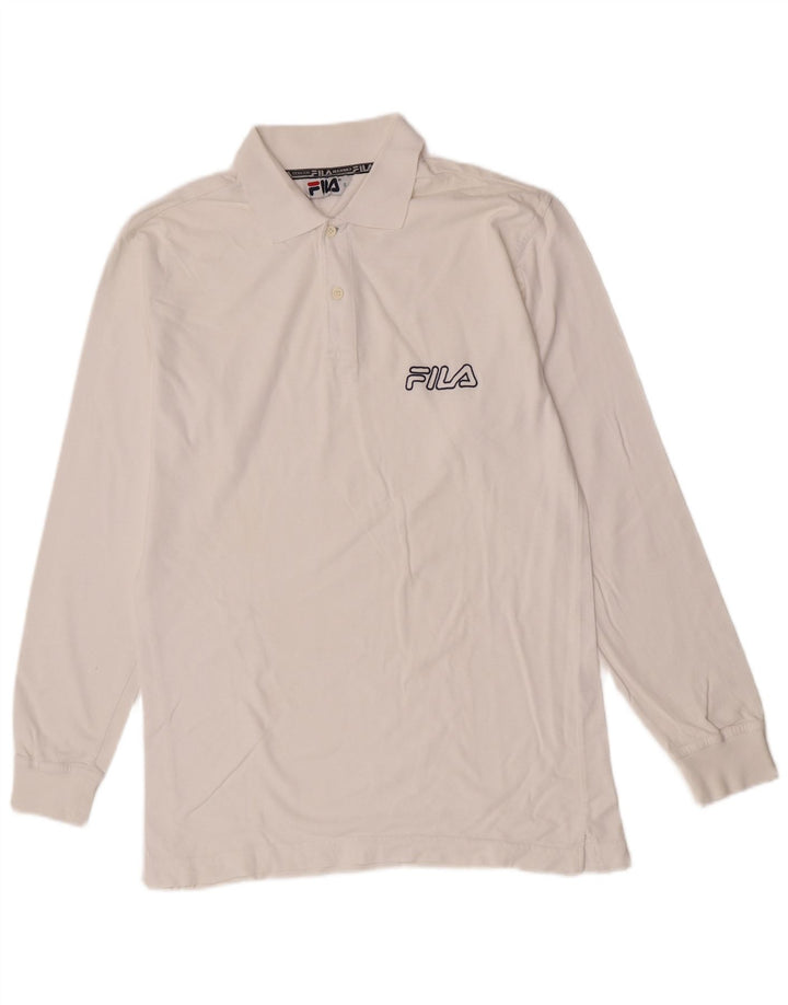 Fila Mens Long Sleeve Polo Shirt Small White Cotton