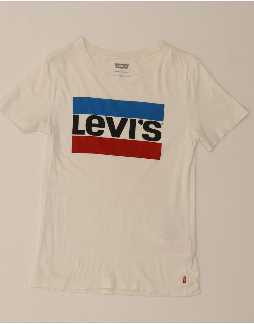 LEVI'S Boys Graphic T-Shirt Top 13-14 Years White Cotton Vintage Levi's and Second-Hand Levi's from Messina Hembry 