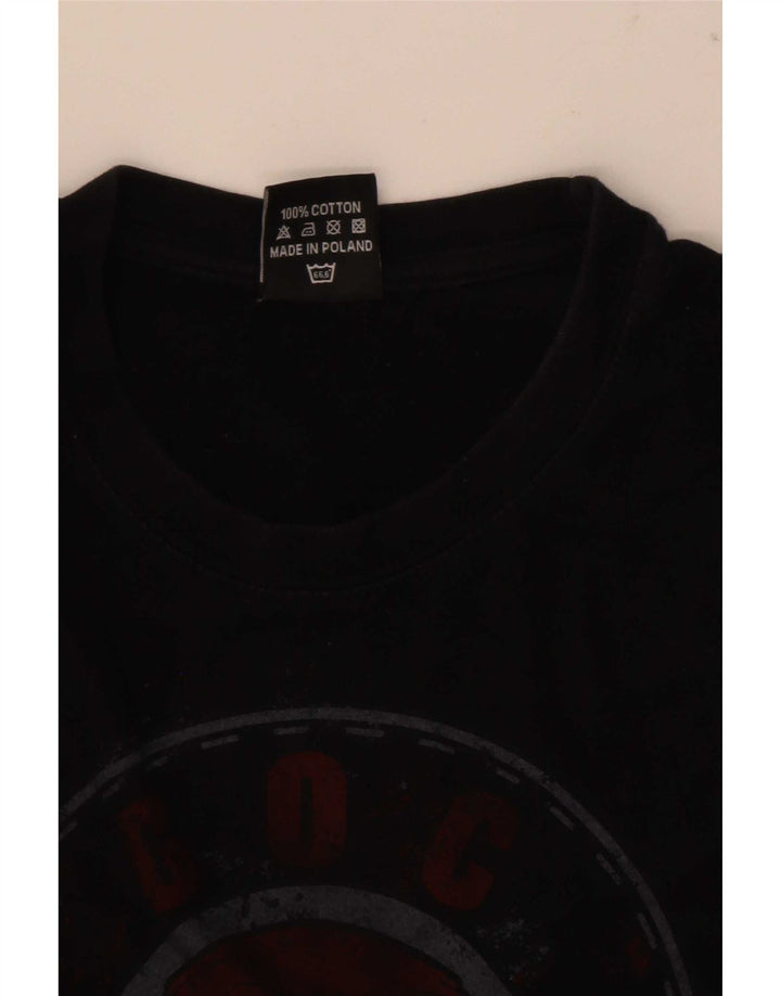 Vintage Mens Graphic T-Shirt Top Large Black Cotton