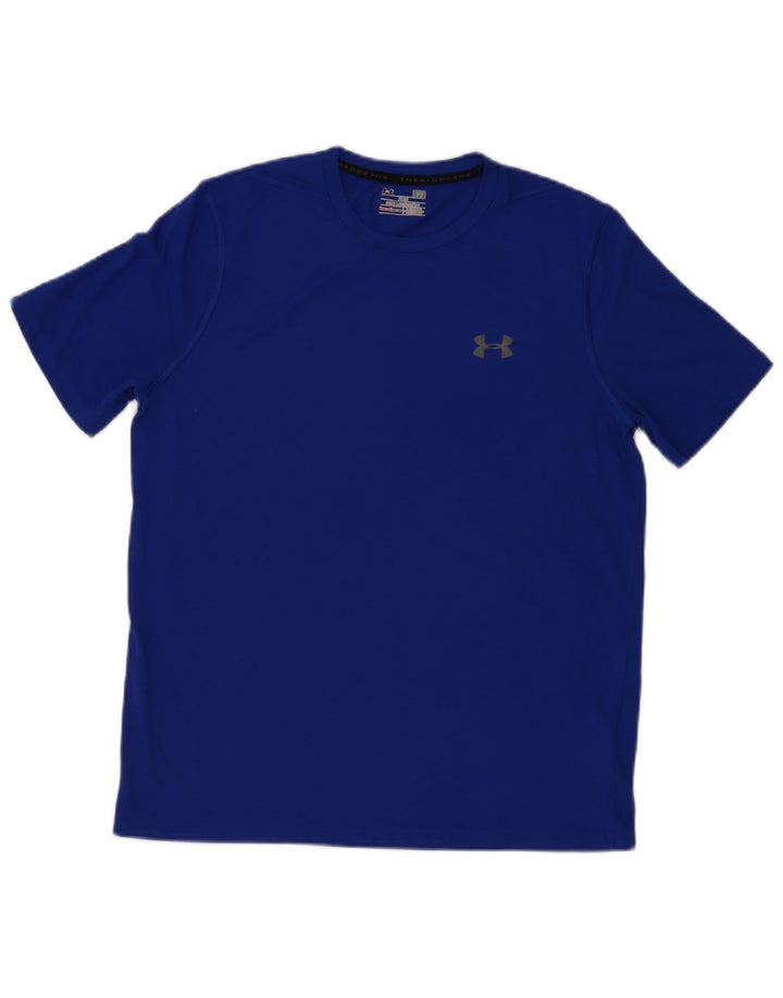 Under Armour Mens Heat Gear T-Shirt Top Large Blue Polyester