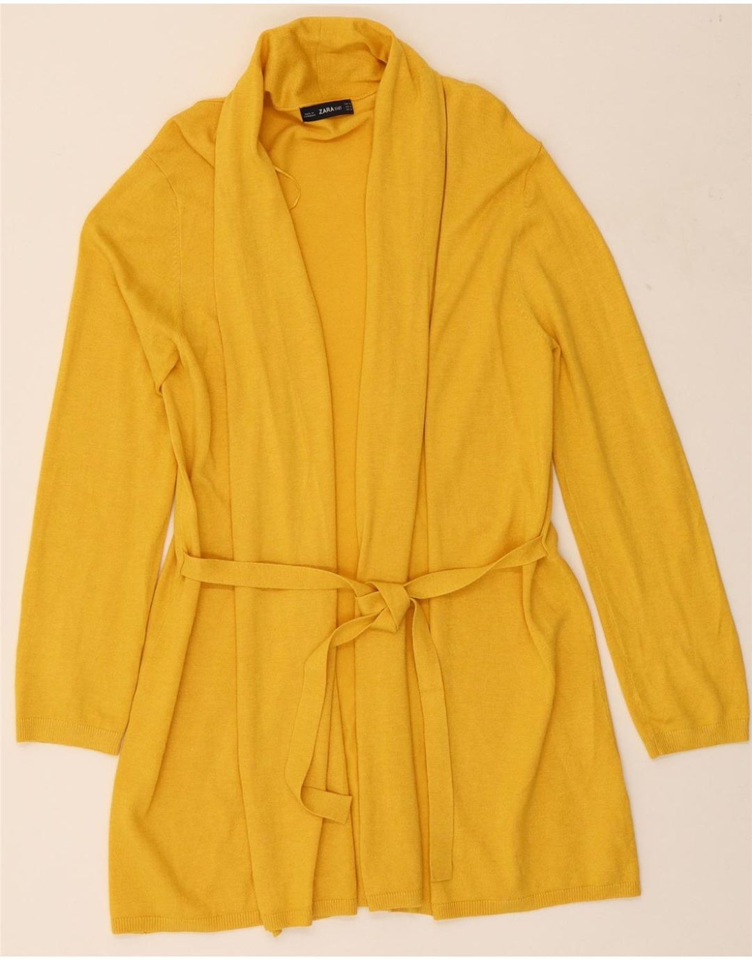 ZARA Womens Longline Open Cardigan Sweater UK 14 Medium Yellow Vintage Zara and Second-Hand Zara from Messina Hembry 