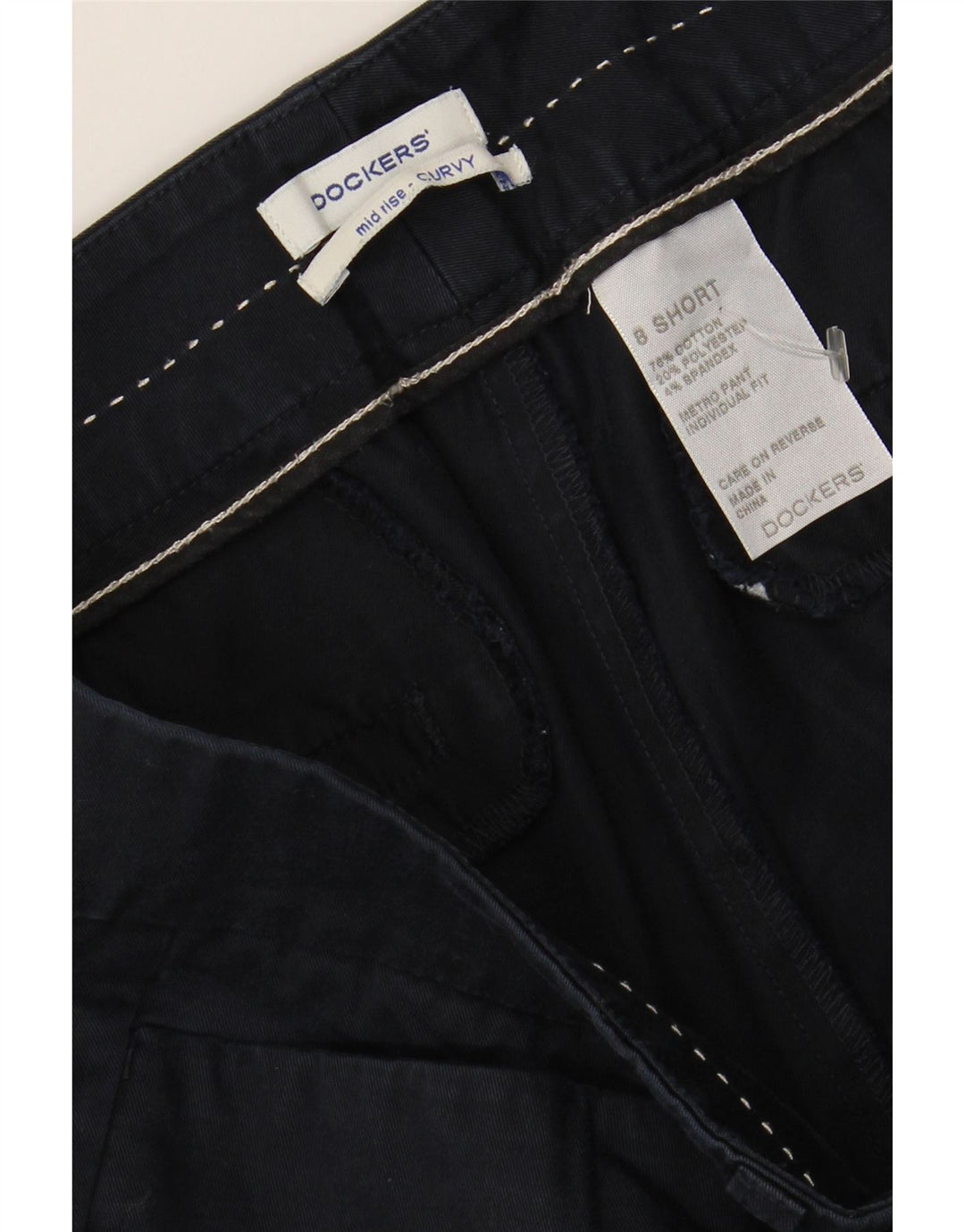 DOCKERS Womens Mid Rise Casual Trousers US 8 Medium W32 L29 Navy Blue Vintage Dockers and Second-Hand Dockers from Messina Hembry 