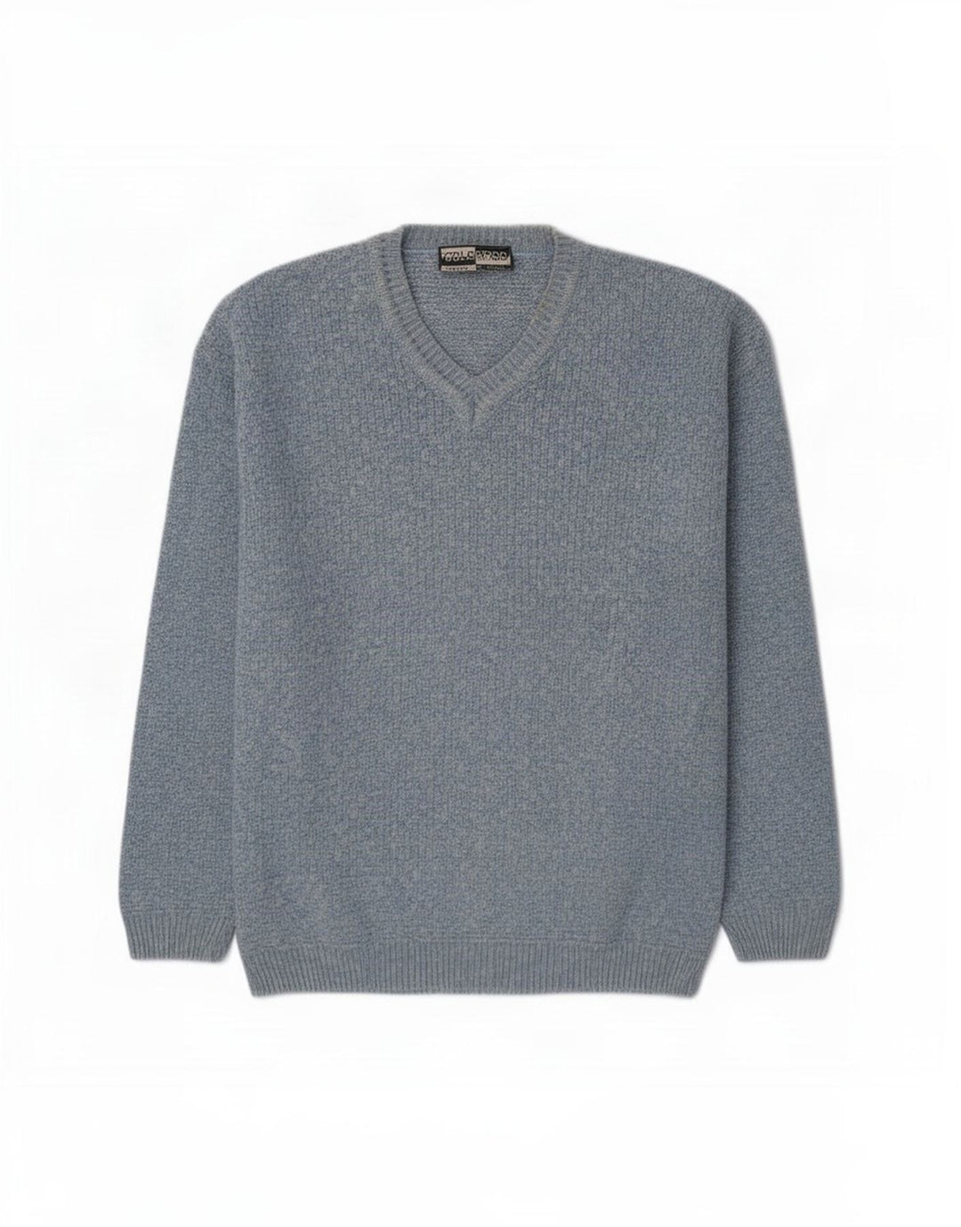 Colorado Mens V-Neck Jumper Sweater Medium Blue Flecked Cotton
