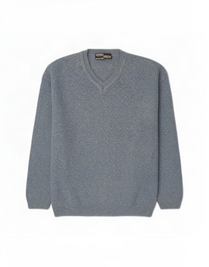 Colorado Mens V-Neck Jumper Sweater Medium Blue Flecked Cotton