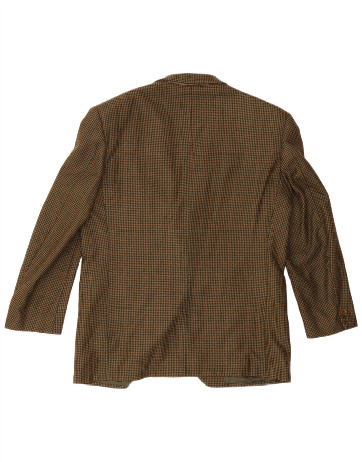 Galtrucco Mens Regular Fit Blazer Jacket IT 50 Large Khaki Houndstooth