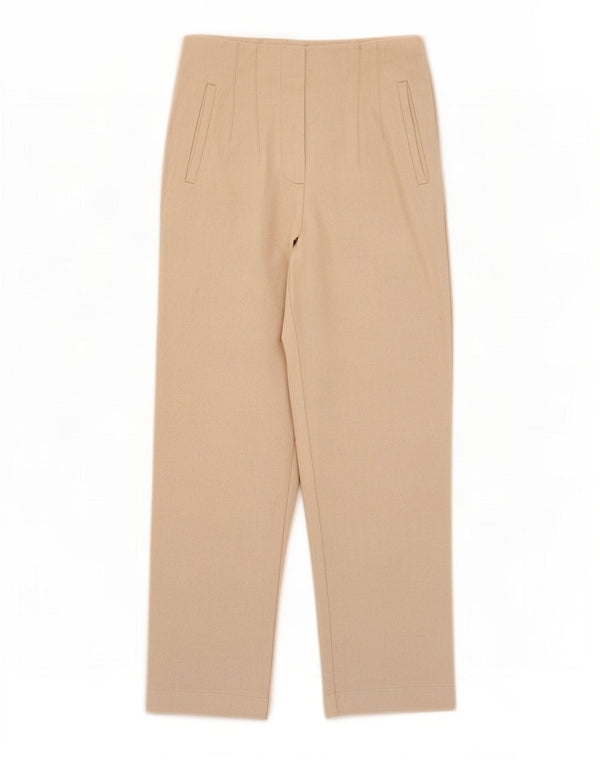 Zara Womens High Waist Tapered Casual Trousers Medium W28 L26 Beige Cotton