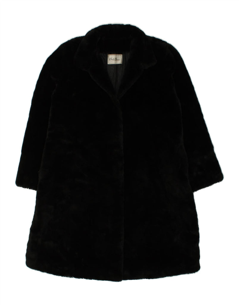 CARLA CARINI Womens Faux Fur Coat UK 16 Large Black | Vintage Carla Carini | Thrift | Second-Hand Carla Carini | Used Clothing | Messina Hembry 