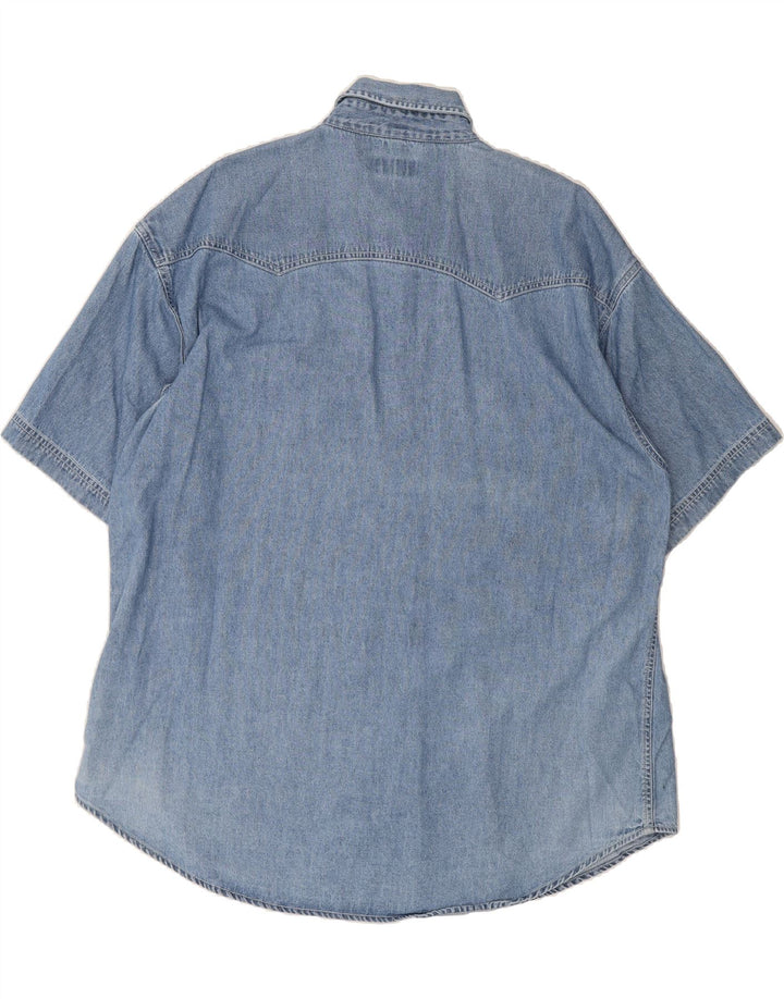 CANDA Mens Short Sleeve Denim Shirt XL Blue Cotton Vintage Canda and Second-Hand Canda from Messina Hembry 