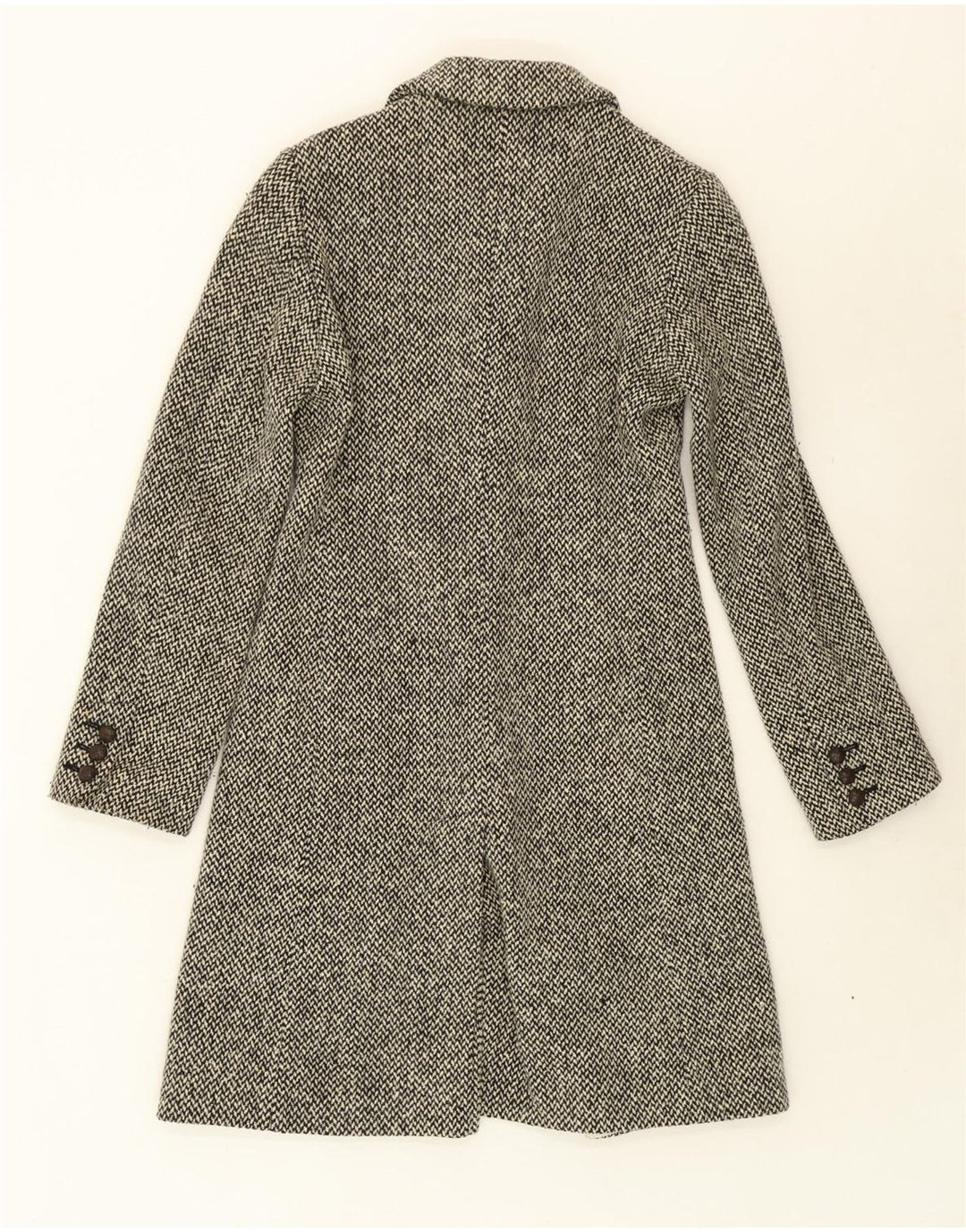 GAS Womens Overcoat IT 42 Medium Black Herringbone Wool Vintage Gas and Second-Hand Gas from Messina Hembry 