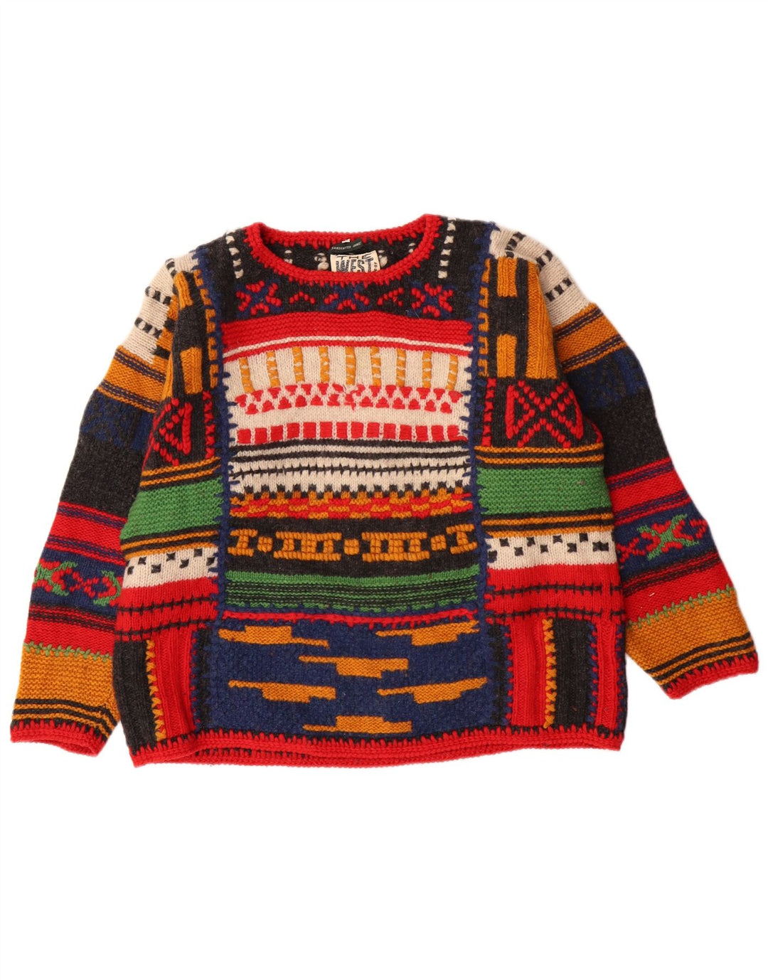 THE WEST END Womens Boat Neck Jumper Sweater UK 14 Medium Multicoloured