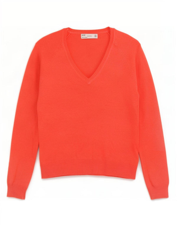 Zara Womens V-Neck Jumper Sweater UK 10 Small Red