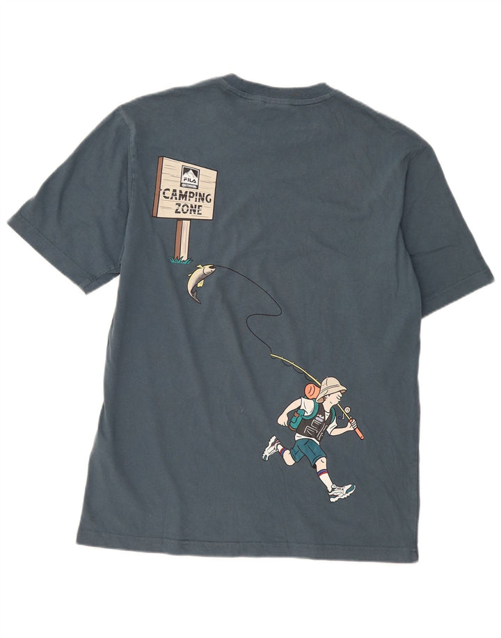 Fila Mens Loose Fit Graphic T-Shirt Top Medium Blue