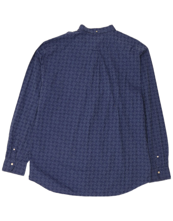 Gant Mens Regular Fit Shirt Size 47/48 19 3XL Blue Geometric Cotton