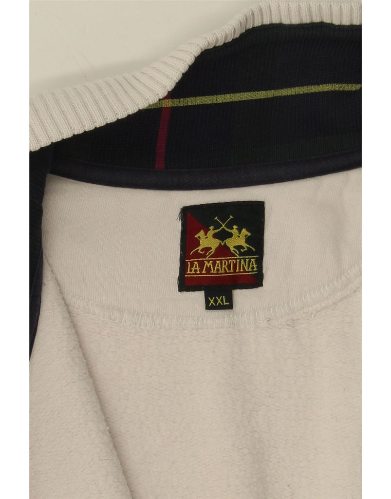 LA MARTINA Mens Graphic Tracksuit Top Jacket 2XL White Cotton Vintage La Martina and Second-Hand La Martina from Messina Hembry 