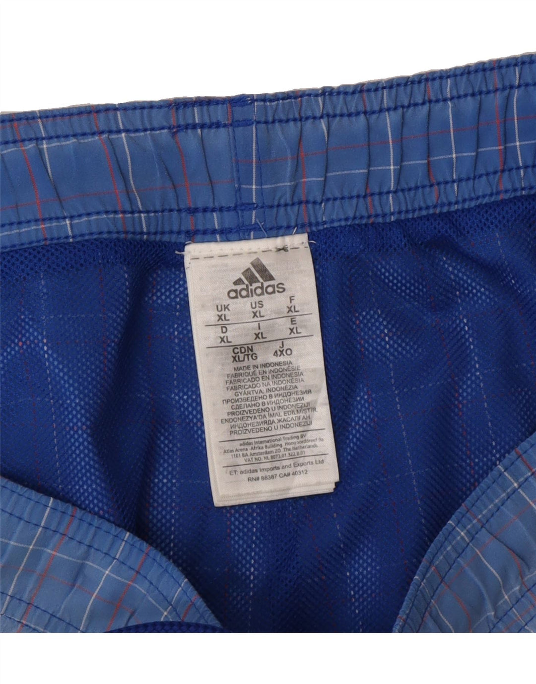 ADIDAS Mens Swimming Shorts XL  Blue Check Polyamide Vintage Adidas and Second-Hand Adidas from Messina Hembry 