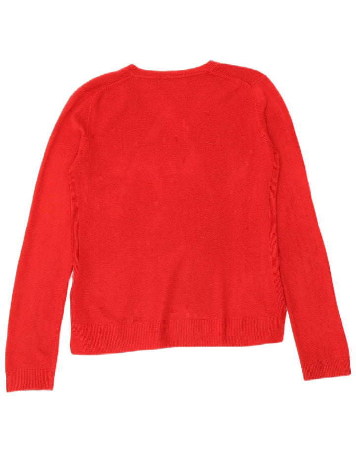 Marks & Spencer Womens V-Neck Jumper Sweater UK 8 Small Red Acrylic