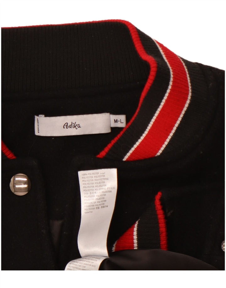 Vintage Mens Graphic Varsity Jacket UK 38 Medium Black Polyester