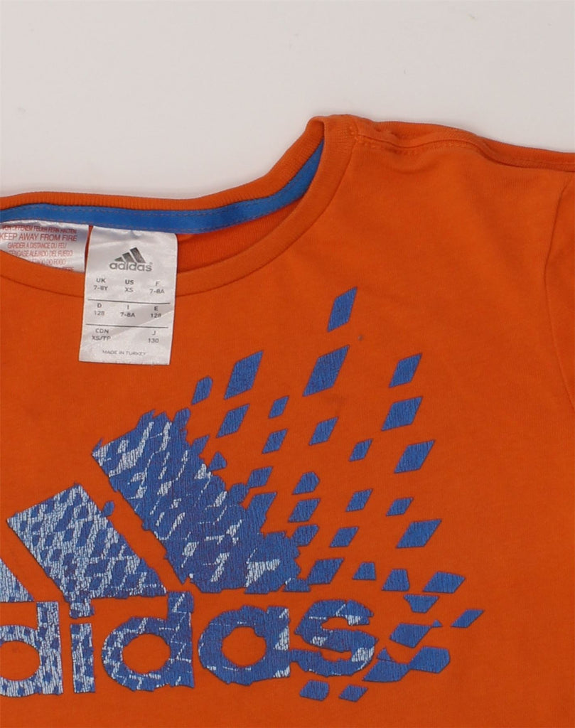 ADIDAS Boys Graphic T-Shirt Top 7-8 Years Orange Cotton | Vintage Adidas | Thrift | Second-Hand Adidas | Used Clothing | Messina Hembry 