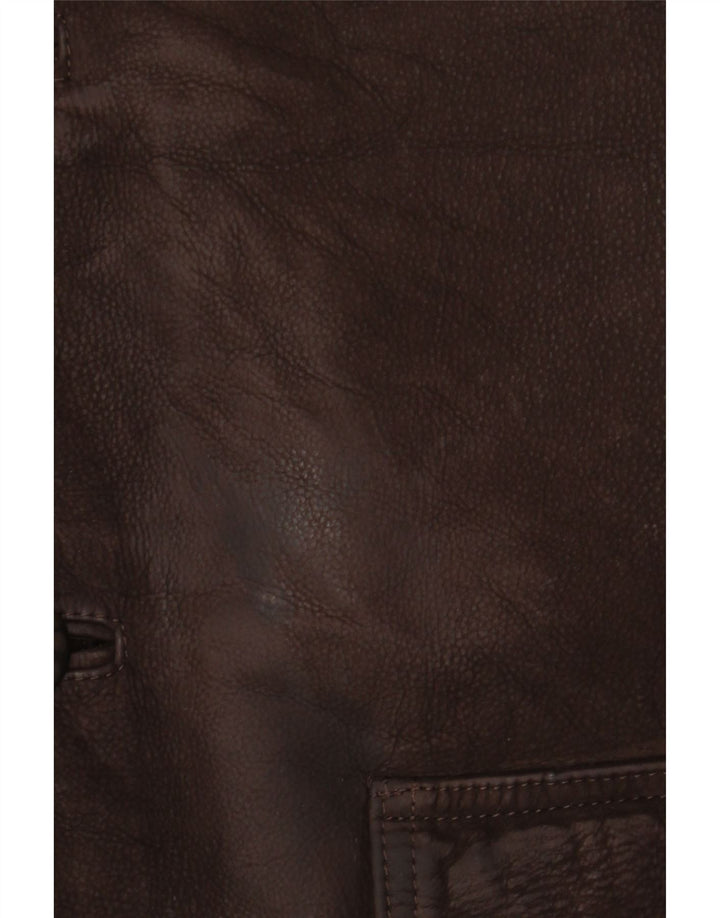 Vintage Mens Leather Jacket IT 56 3XL Brown Leather