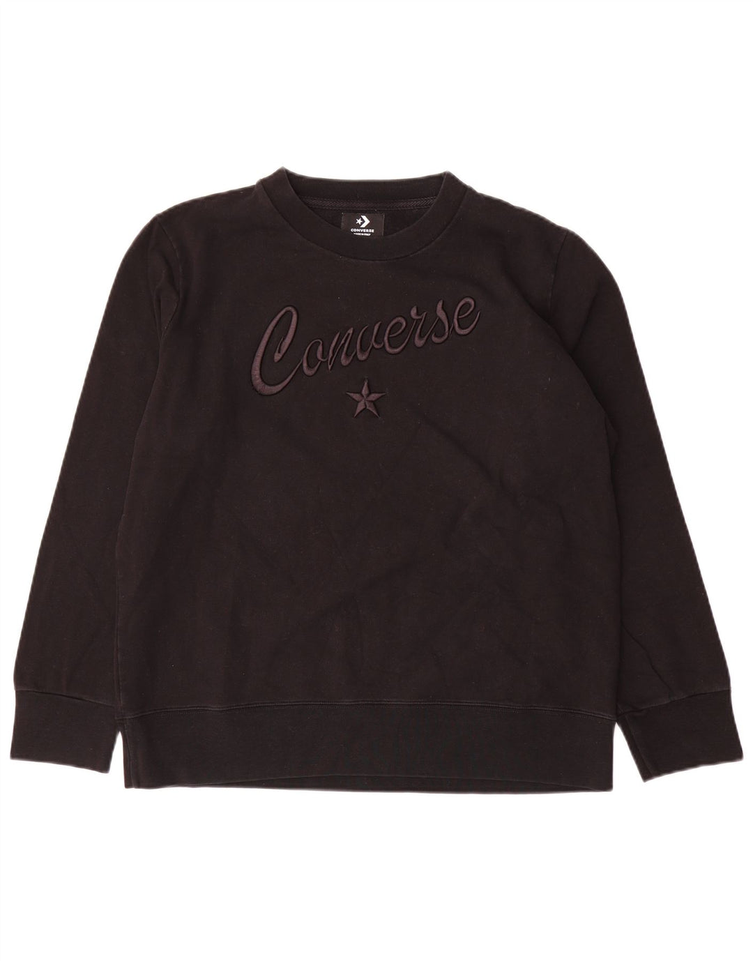 Converse Womens Graphic Sweatshirt Jumper UK 16 Large Black Cotton