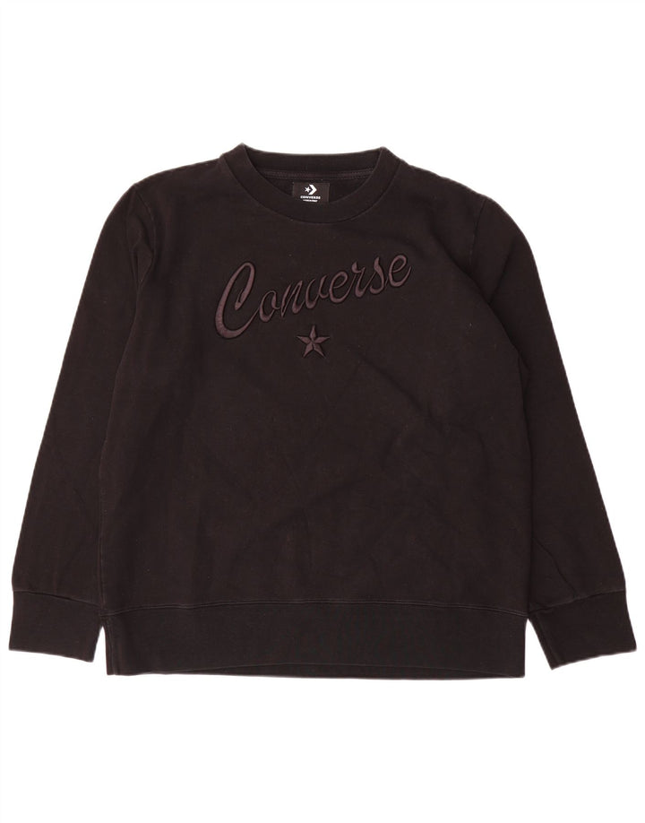 Converse Womens Graphic Sweatshirt Jumper UK 16 Large Black Cotton