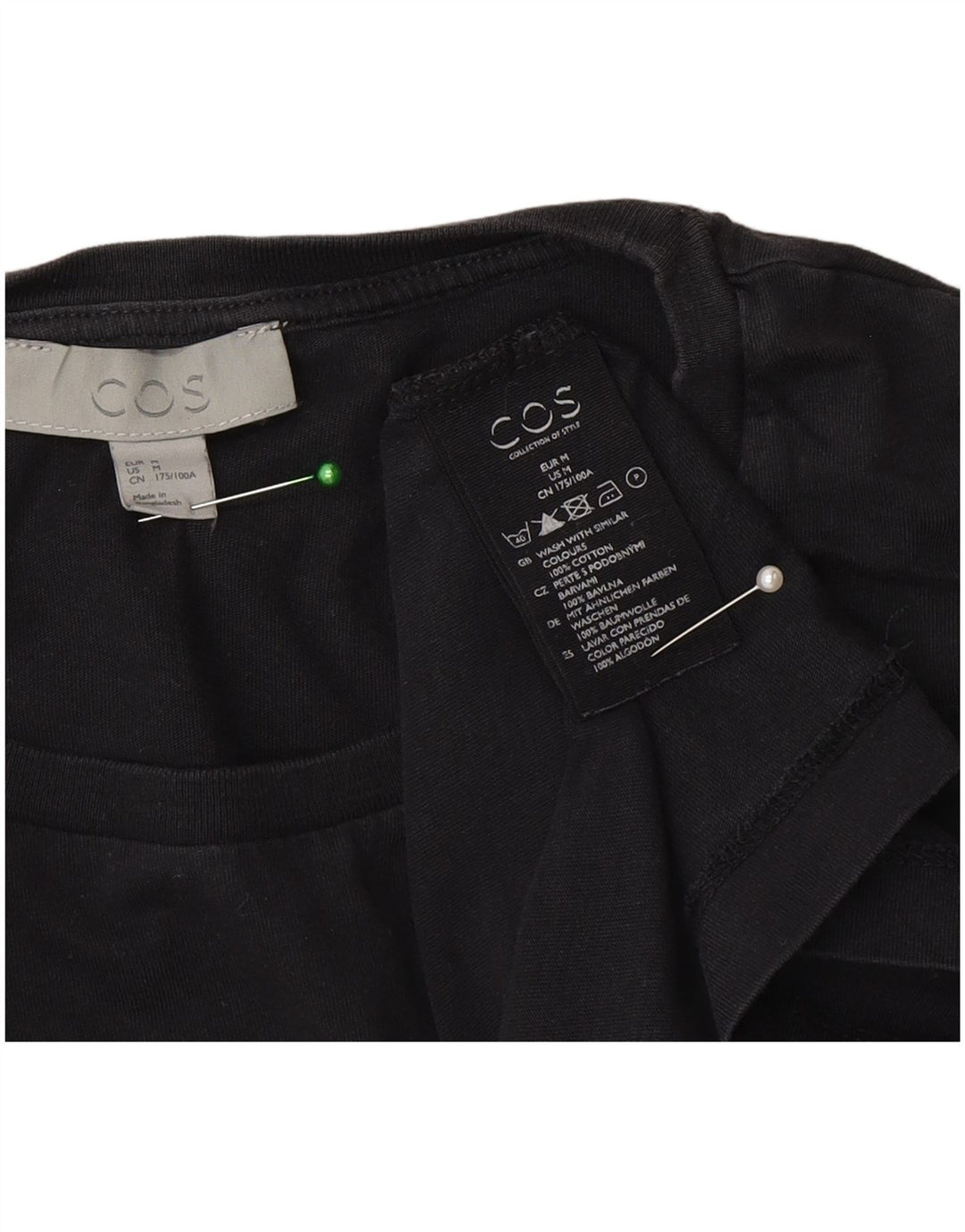 Cos Mens T-Shirt Top Medium Black Cotton