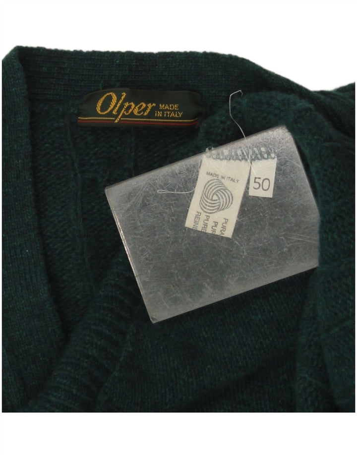 Vintage Mens Cardigan Sweater IT 50 Medium Green Wool