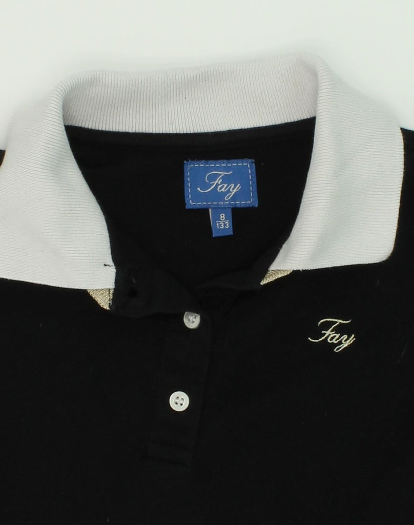 FAY Girls Polo Shirt 7-8 Years Black Cotton | Vintage Fay | Thrift | Second-Hand Fay | Used Clothing | Messina Hembry 