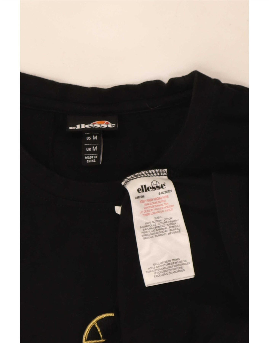 Ellesse Mens Graphic T-Shirt Top Medium Black Colourblock