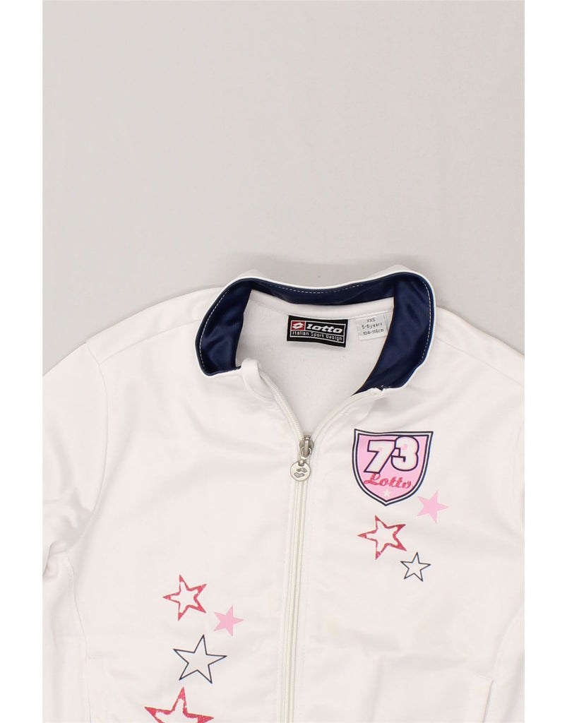 LOTTO Girls Graphic Tracksuit Top Jacket 5-6 Years 2XS  White Polyester | Vintage Lotto | Thrift | Second-Hand Lotto | Used Clothing | Messina Hembry 