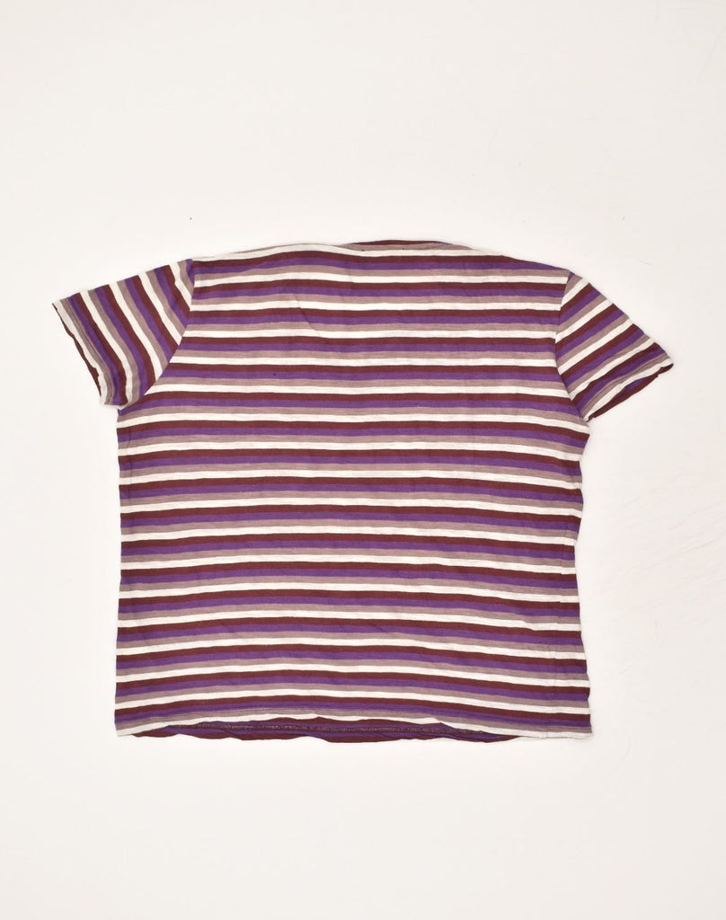 DIESEL Womens Loose Fit T-Shirt Top UK 14 Medium Purple Striped Cotton | Vintage Diesel | Thrift | Second-Hand Diesel | Used Clothing | Messina Hembry 