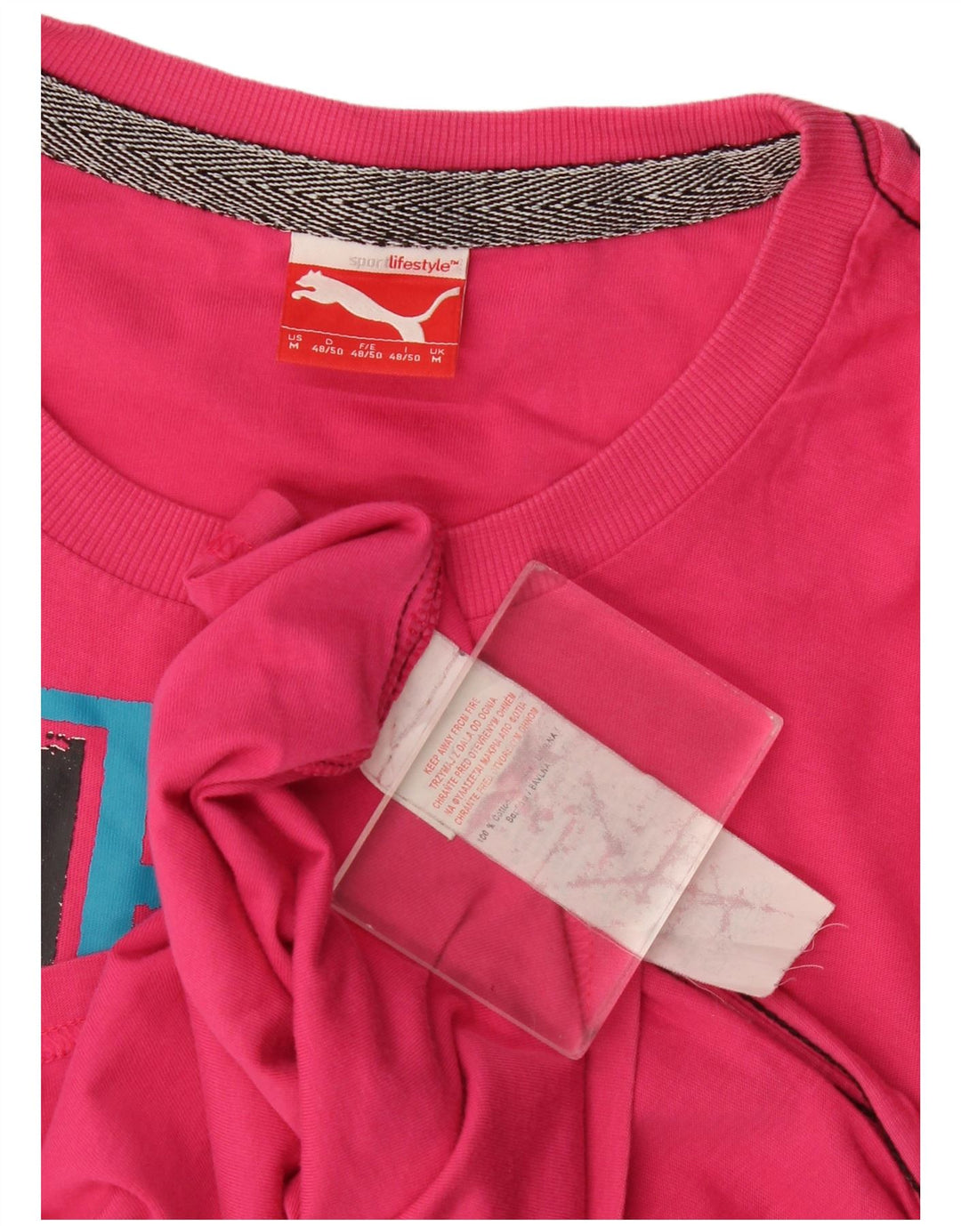 Puma Mens Graphic T-Shirt Top Medium Pink Cotton
