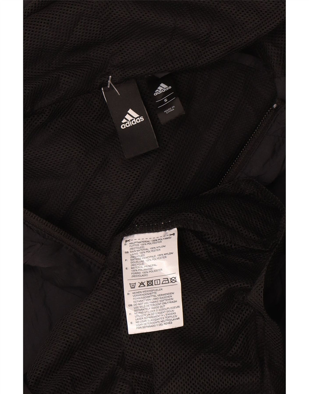 Adidas Womens Hooded Rain Jacket UK 10 Small Black Polyamide