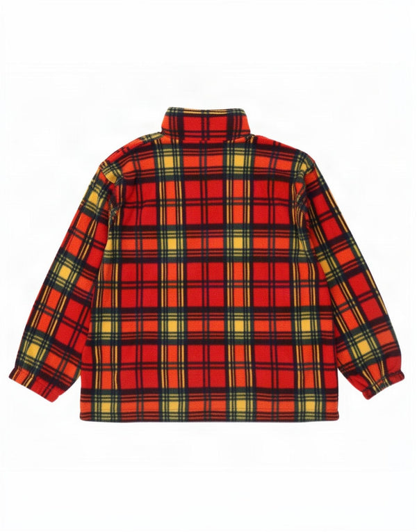 Vintage Mens Zip Neck Fleece Jumper Medium Multicoloured Plaid Polyester