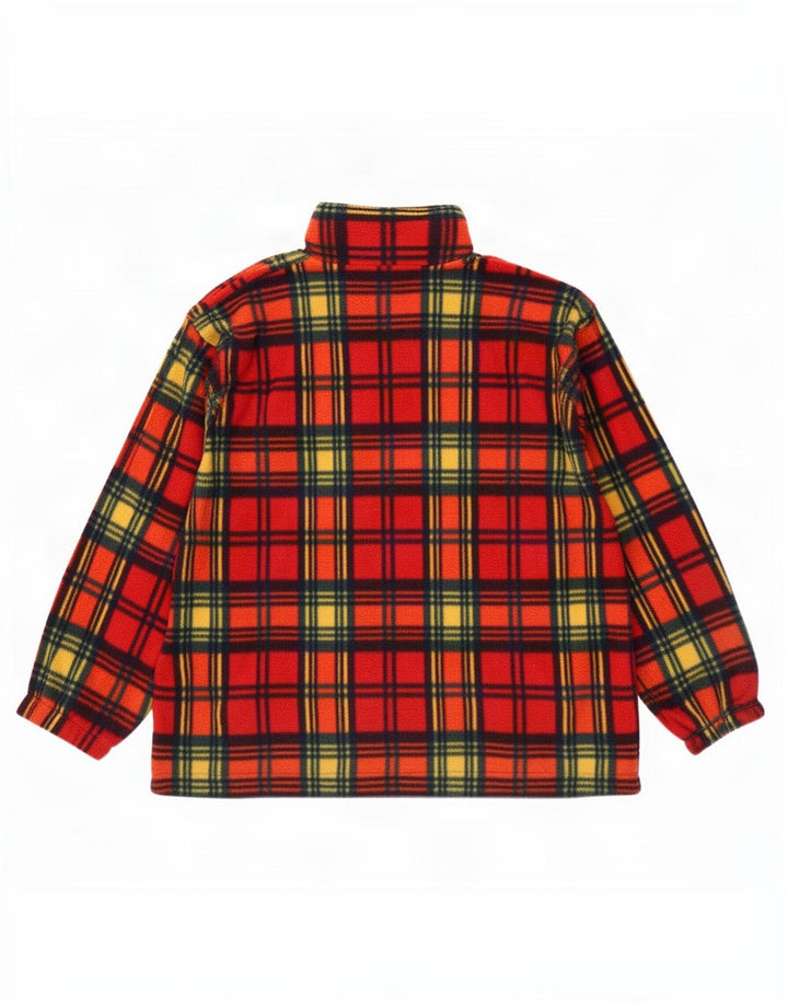 Vintage Mens Zip Neck Fleece Jumper Medium Multicoloured Plaid Polyester