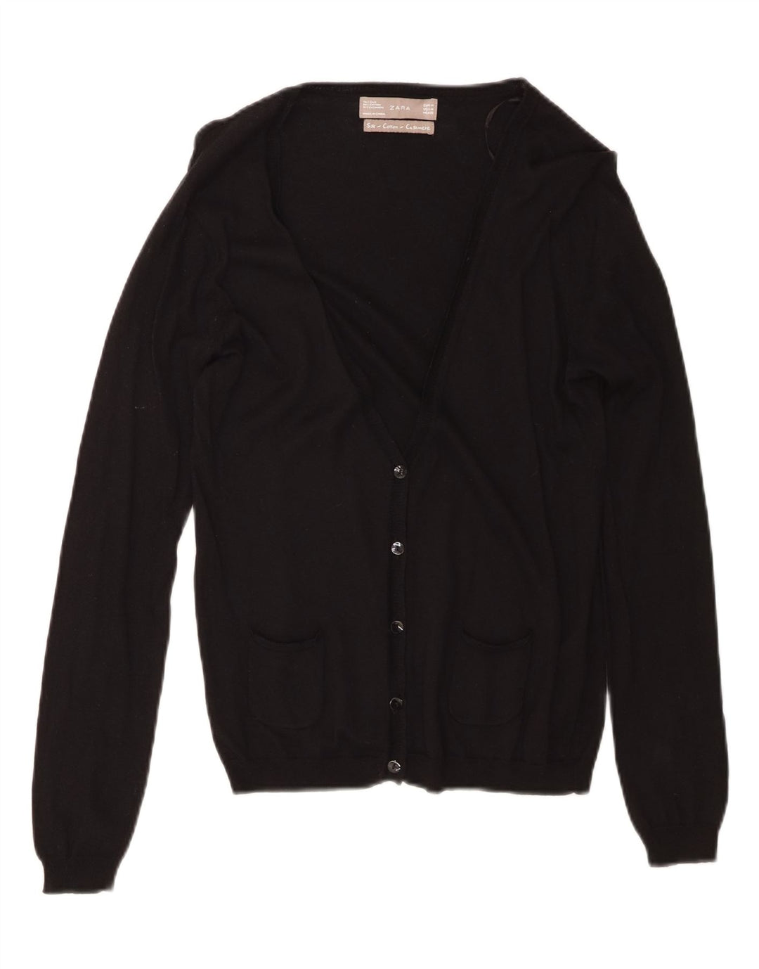 ZARA Womens Cardigan Sweater UK 14 Medium Black Silk Vintage Zara and Second-Hand Zara from Messina Hembry 