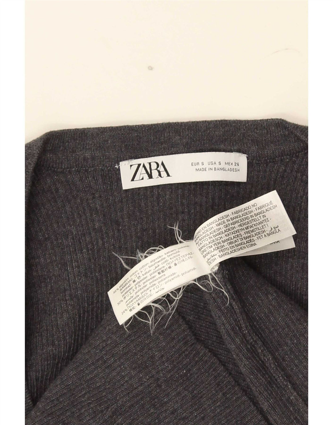 Zara Womens Crop Top UK 8 Small Grey Cotton
