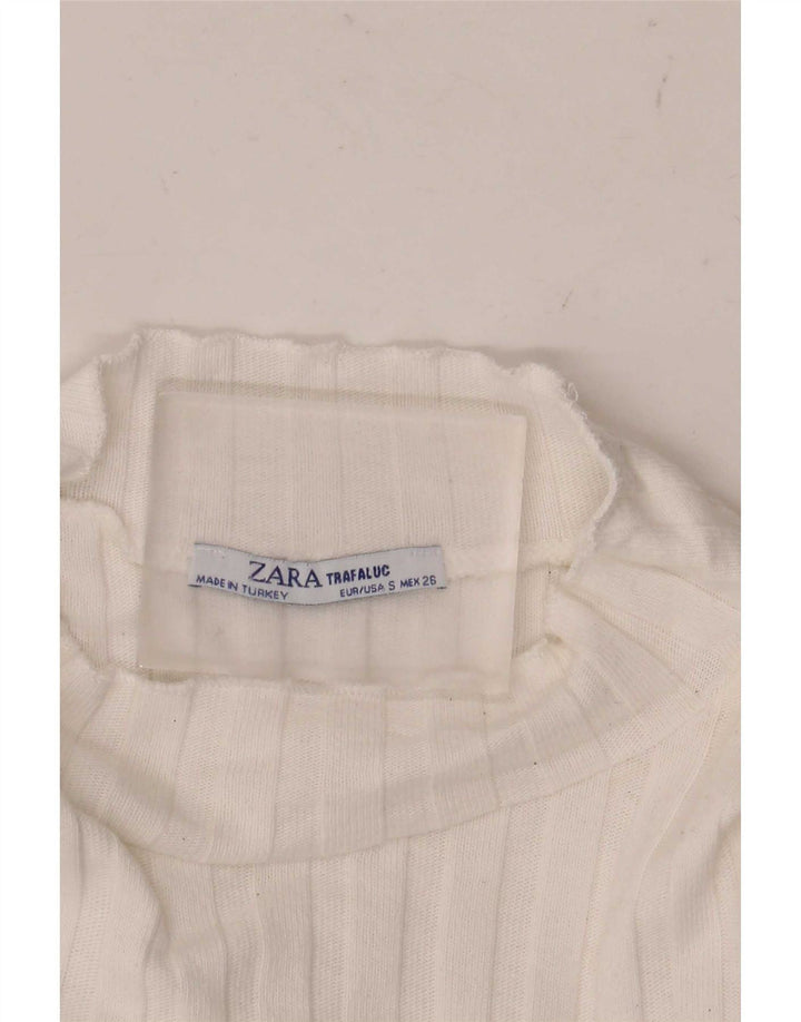 Zara Womens Trafaluc Crop Top Long Sleeve UK 8 Small White